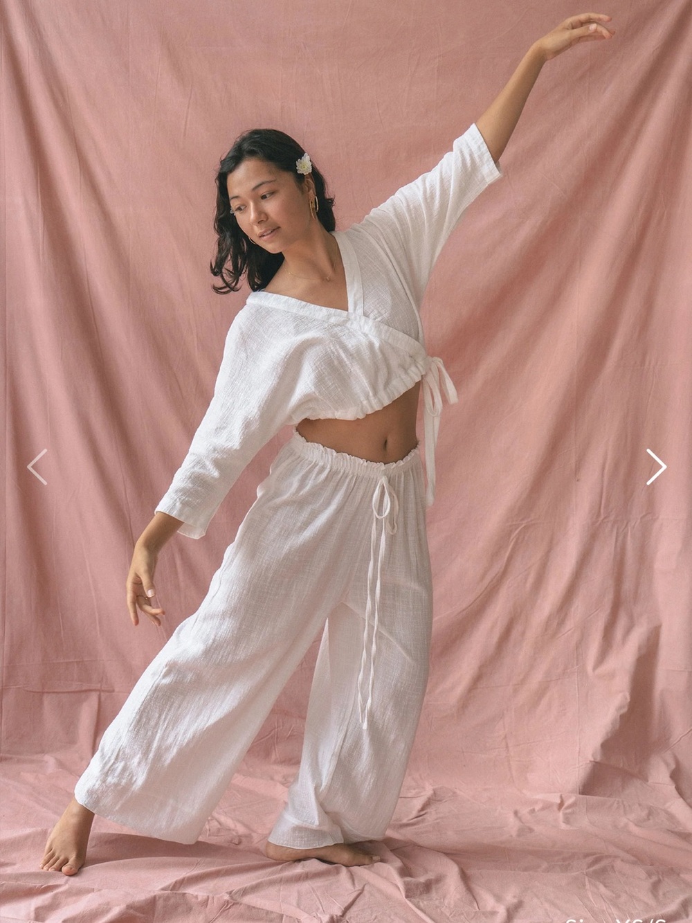 Flow Pant White Wide-Leg Drawstring Pants